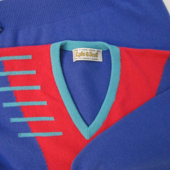 Mens V Neck Pullover Sweater Jumper Intarsia  Scotland - Picture 7 of 8